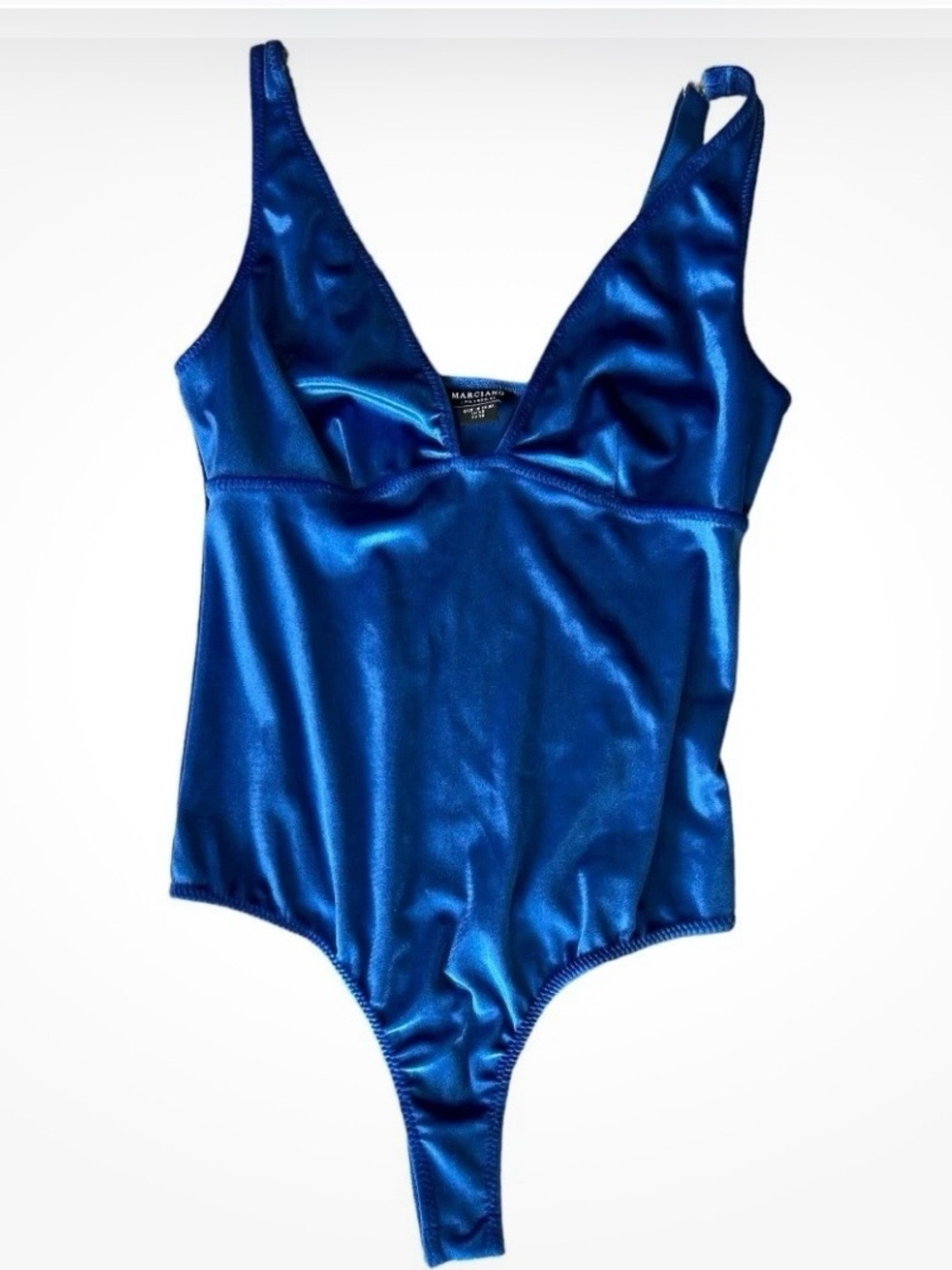 Marciano Los Angeles Velvet Velour Cobalt Blue Bodysuit Size S